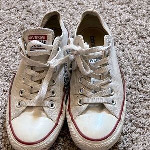 All white converse. Worn 2-3 times but the sizing is off for my feet.